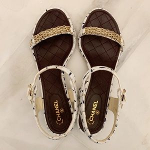 CHANEL Women’s Tweed Strappy Sandals Sz 40